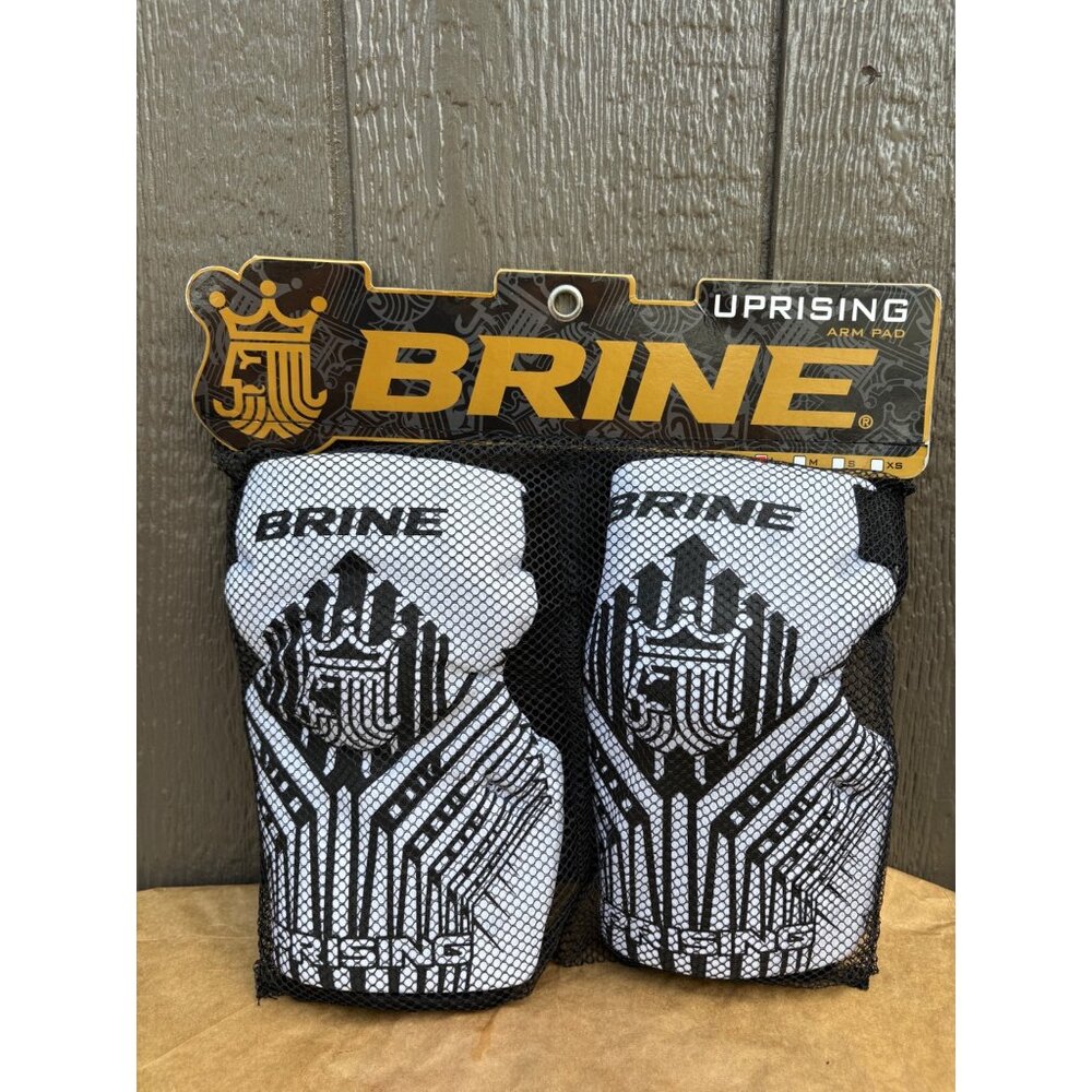 Brine Uprising Lacrosse Arm Pads White/Black Sports Gear Size Large